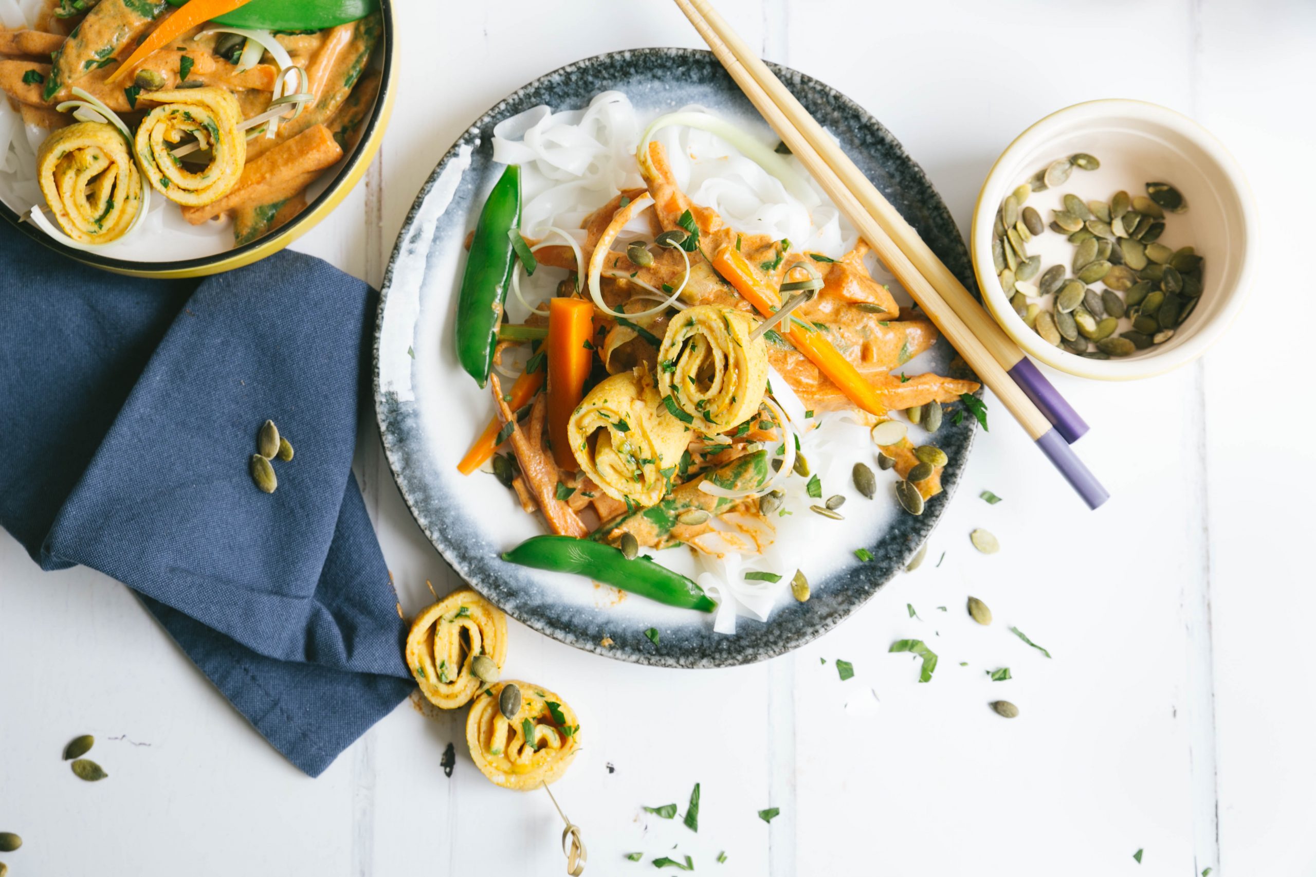 Curry panang thaï avec omelette